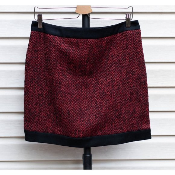 Moschino Dresses & Skirts - Love Moschino Soft Woven Mini Pencil Skirt Size 8 Maroon Red & Black Fully Lined